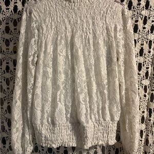 White Lace Long Sleeve Top